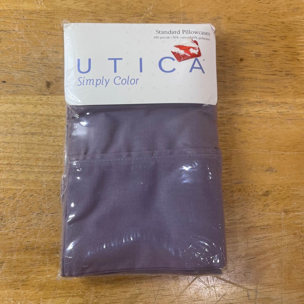 Vtg Utica Simply Color Dusty Plum Standard Pillowcases Set of 2 180 Percale NEW
